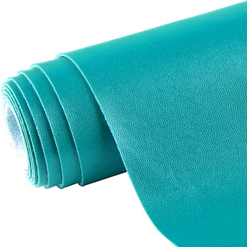 Ramya 16x54 Inch Smooth Faux Leather Sheet,Used for Different DIY Process Projects, Leather Earrings,Upholstery, Leather Roll in Multiple Colors (Lake Blue) - color: Lake Blue
