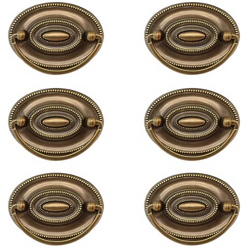 6 Pieces Antique Brass Drawer Pulls - Dresser and Cabinet Knobs, Kitchen Hardware for Cabinets, Handles for Dresser Drawers, Decorative Door Pulls (Antique Brass)