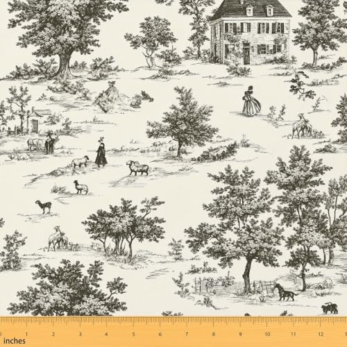 jejeloiu Vintage French Country Fabric by The Yard Soft 10 Yards - color: Green Black, size: 10 Yards