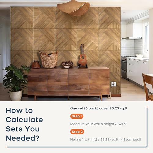 BUBOS 6 Pack Faux Wood Wall Panel,23.6"x23.6" Peel and Stick Acousitc Panel - color: SG Walnut