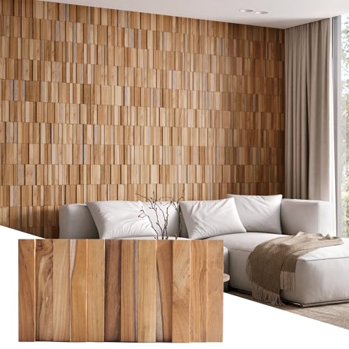 Wall!Supply 3D Wall Panels – Reclaimed Vertical Asian Teak Wood – Home Decor Wallpaper Alternative for Living Room, Bedroom & Office – Easy DIY Installation – 16 Pack, Covers 11.15 Sq Ft - color: Linear Wall, style: UltraWood