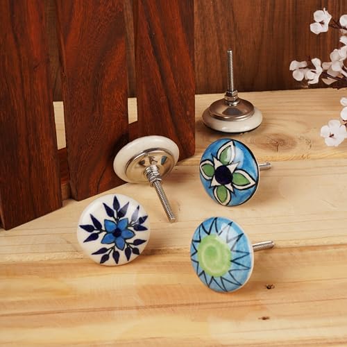 Ajuny Ceramic Knobs Set of 15 Multicolor Hand Painted Floral Drawer Pulls