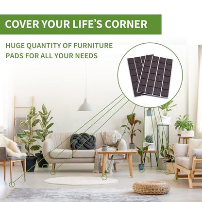 Felt Furniture Pads for Hardwood Floors 48 PCS 1" Square, Brown - size: 48PCS 1 inch Square Dark Brown