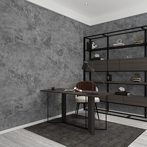 3yecao 16"×1181" Extra Thick Large Size Blue Grey Concrete Wallpaper Peel and Stick Waterproof Dark Blue Gray Concrete Cement Contact Paper Vinyl Industrial Textured Sticker for Bedroom Bathroom Gym - color: Grey Blue, size: 16" x 1181"