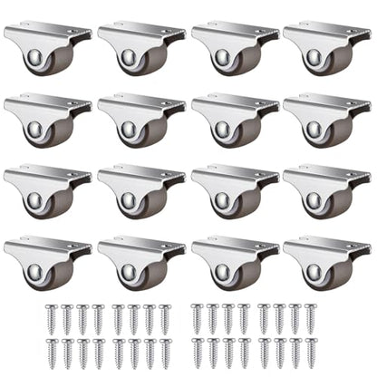 Mini Fixed Caster Wheels 1 Inch Low Profile Small Casters Set 16