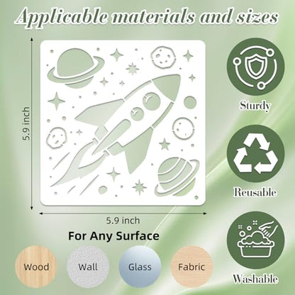 Space Astronaut Stencils for Crafts Reusable 20Pcs Stencils(5.9X5.9 Inch) - color: Astronauts