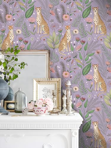 Floralplus Wallpaper Peel and Stick Removable Tropical Animal Wallpaper - color: Purple, size: 17.5" x 118"