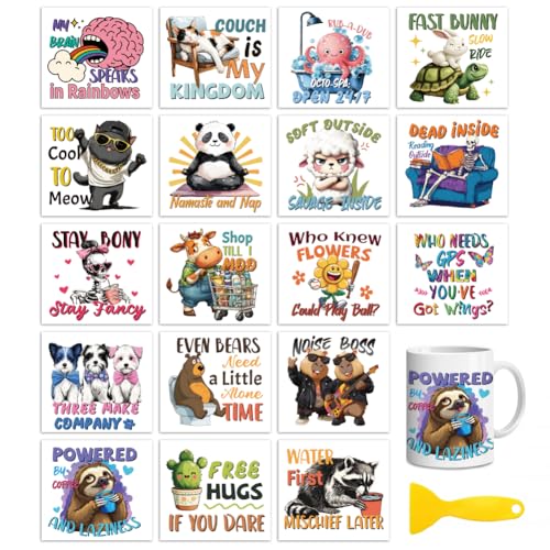 Peacoblue Funny Animal and Text Rub On Transfers Sticker for Craft - style: Interesting Animals And Humorous Copywriting