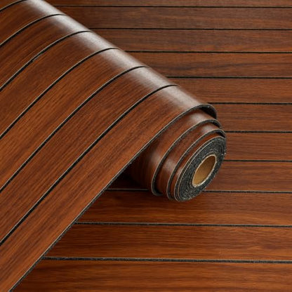 3D Red Brown Wood Self Stick Slat Wall Panels Acoustic Wood Panel - color: Red, size: 12×120"