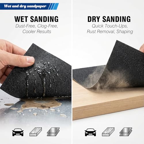 10-Sheets 80 Grit Sandpaper, 9 x 11 Inch Wet Dry Sand Paper Assortment Pack, Silicon Carbide Abrasive Sanding Sheets for Automotive Car Paint Metal Wood Furniture Crafts Polishing - size: 9x11 inch, style: 80Grit 10 Pcs