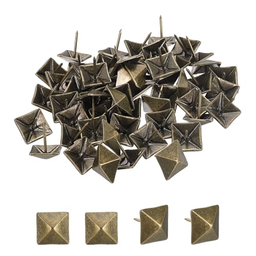 Square Sofa Upholstery Tacks, 3/4" x 3/4" Upholstery Tacks for Furniture Hardware Decorative Square Nails 50 Pcs for DIY Handicrafts Home Decor(Antique-Bronze Electroplating) - color: Antique-bronze, size: 3/4" x 3/4"