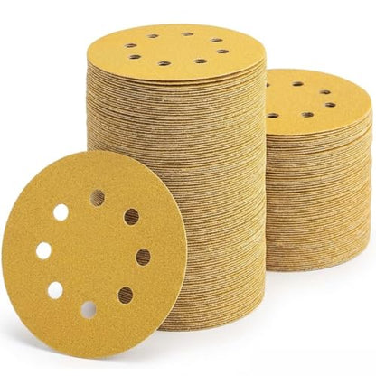 100 PCS 5 Inch Sanding Discs 60 Grit 8-Hole, Round Hook and Loop Sandpaper for Random Orbital Sander - size: 60 Grit-100pcs
