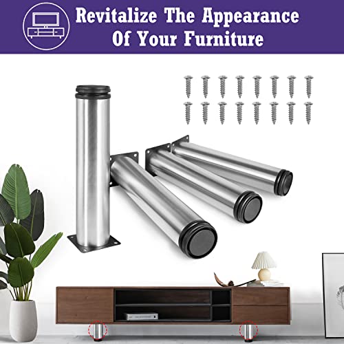 Stainless Steel Adjustable Furniture Legs 10 Inch - Silver - 4pcs - color: Silver, size: 10"