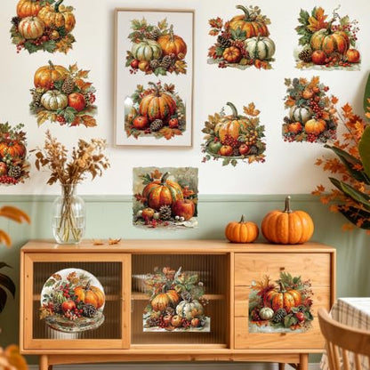 16 Pcs Fall Pumpkin Rub-On Transfers for Furniture & Crafts, 6 x 6 Inch - style: Fall Pumpkin