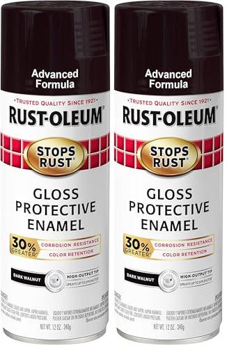 Rust-Oleum 345392 Stops Rust Advanced Spray Paint, 12-Ounce, Gloss Dark Walnut (Pack of 2) - color: Gloss Dark Walnut, size: 12 fluid ounces (Pack of 2), style: Gloss