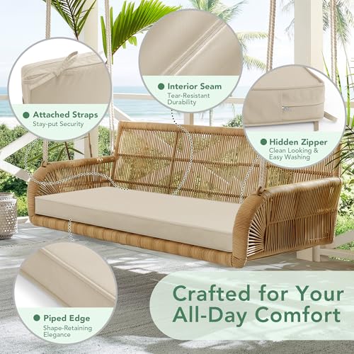 Summsun Outdoor Bench Cushion Pad, 42 x 18 x 3 Inch, Beige - color: Beige, size: 42x18x3 Inch
