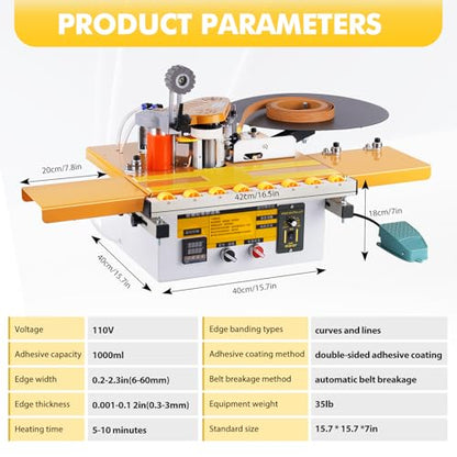 YUCHENGTECH Edge Bander Banding Machine Automatic Tape Breaking Portable Edge Banding Machine Curve Straight Edge Bander With Microcomputer Intelligent Temperature Control (110, Volts (AC))