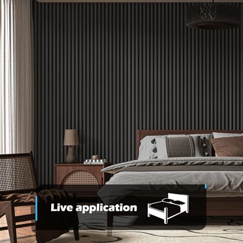 Art3d 3D Fluted Soundproof Wood Textured Slat Wall Panel, 4-Pack, Blackwood - color: Blackwood, size: 4pcs - 108" x 12"