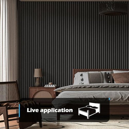 Art3d 3D Fluted Soundproof Wood Textured Slat Wall Panel, 4-Pack, Blackwood - color: Blackwood, size: 4pcs - 108" x 12"