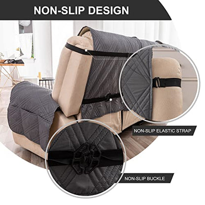 Genina 3 Pack Adjustable Elastic Straps for Recliner Sofa Covers, Black