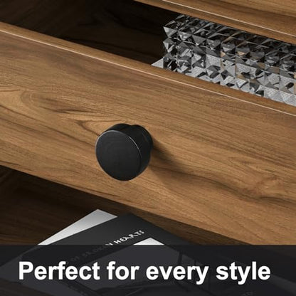 FoDau770 Flat Top Round Wood Knobs, 1" Diameter - Black - 15 Pieces - color: Black, size: 1 Inch