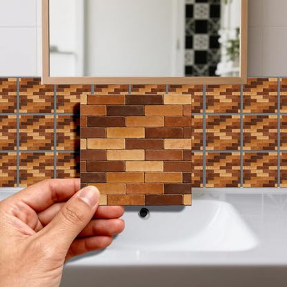 36 Pcs Brick Wall Texture Patten Tile Sticker Wall Tile Stickers Waterproof Self Adhesive Stick on Decals for Kitchen Bathroom Wall Art 4×4 Inch - color: Brick Wall Texture