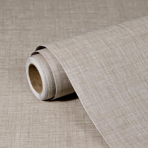 Grasscloth Peel and Stick Wallpaper 23.6"X480.3" Khaki Contact Paper - color: Khaki, size: 23.6" x 480"