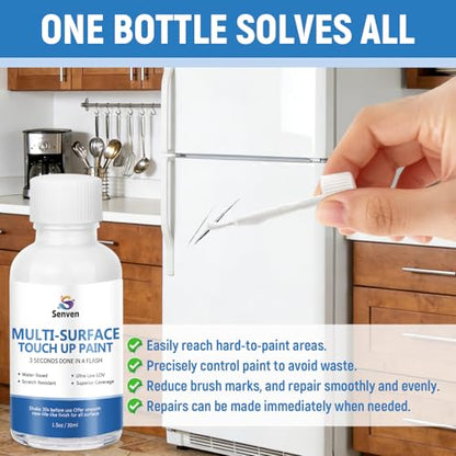 White Touch Up Paint High-Gloss Multi Surface Acrylic White Touch Up Paint Pen Scratch Repair for Metal,Walls,Cabinets,Appliances,Wood,Door,Furniture,Enamel 1.5 Fl Oz - color: White - 1.5 oz