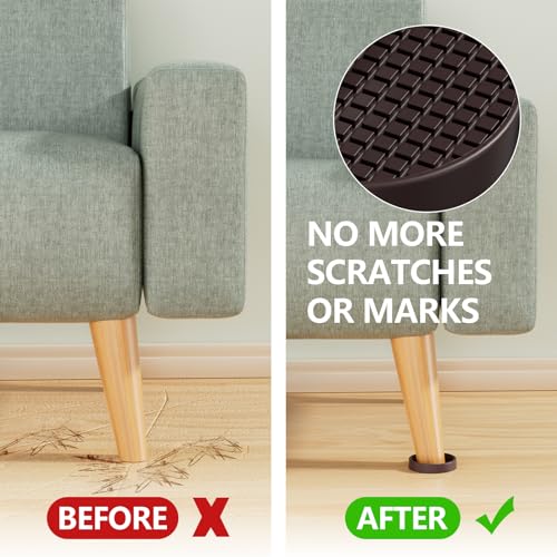Non Slip Furniture Pads - 2" Anti Skid Caster Cups, 8PCS Round Furniture Coasters for Hardwood Floors, Anti Slide Furniture Cup Bed Couch Floor Protectors, Furniture Stoppers to Prevent Sliding(Brown) - size: 2" 8pcs Brown