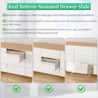 Undermount Drawer Slides,14inch Bottom Mount Full Extension Drawer Slides,Soft Close Hydraulic Damper,3D Adjustable&Quick Release, 100 Lbs Load Capacity Cabinet Concealed Drawer Slides,1 Pair(2-Pack) - size: 14 Inch