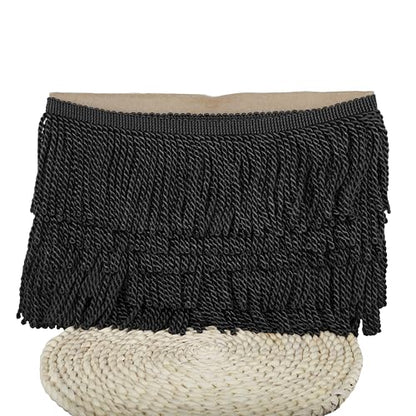 5 Yard Curtain Bullion Fringe Trim-Rayon Tassel Embellishments - color: black