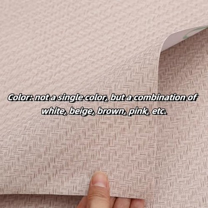 Haimin Fabric Wallpaper Textured Contact Paper (24in X 393in) Grasscloth Wallpaper Peel and Stick Faux Linen Wall Paper Waterproof Vinyl Self Adhesive (Light Brown-1) - color: Light Brown-1