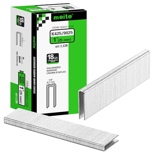 meite 18 Gauge 1/4-Inch Narrow Crown Staples, 1-Inch Length, 1,120 PCS - size: 1"