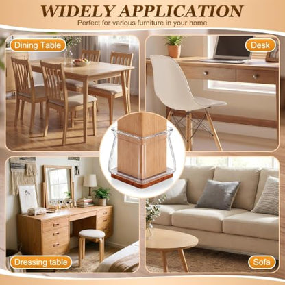 Wenqik 100 Pcs Square Chair Leg Floor Protectors Silicone Chair Leg Covers with Felt Pads Furniture Foot Cap for Hardwood Floors, Reduce Noise, Tile Wood Floor Protection Fit 1-3/16" to 1-9/16" - size: Medium