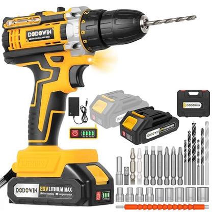 DODOWIN 21V Power Drill Set, 2 Batteries, Charger, Variable Speed - style: 2 Independent Battery