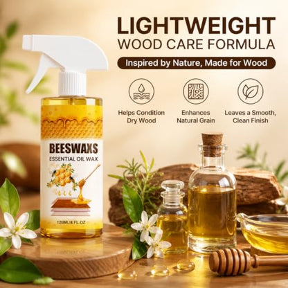 Beeswax Wood Polish & Cleaner Spray - Deep Restoring, Shine & Protect