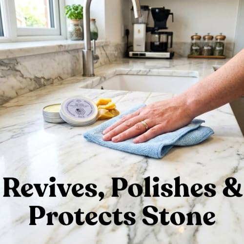 Rhoose Point Remedies Beeswax Polish for Stone & Concrete 3.5 Fl Oz – Cleans, Seals & Protects Natural & Man-Made Surfaces inc. Marble, Quartz, Granite, Slate, Ceramic