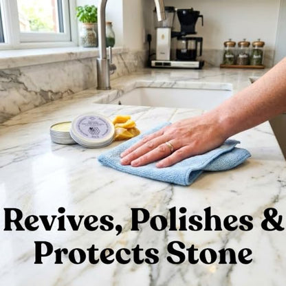 Rhoose Point Remedies Beeswax Polish for Stone & Concrete 3.5 Fl Oz – Cleans, Seals & Protects Natural & Man-Made Surfaces inc. Marble, Quartz, Granite, Slate, Ceramic