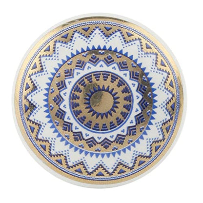 Indian Shelf Blue Gold Ceramic Cabinet Knobs Round Drawer Pulls Set of 6 - color: Blue and Golden Wheel, size: 6 Knobs
