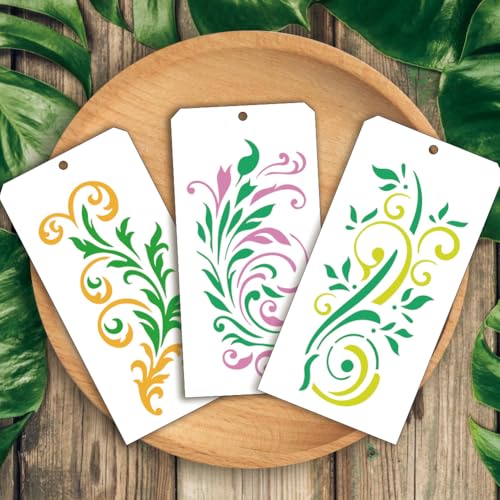 12 Sheets Various Rolls of Flowers Stencils, 12 Styles Flower Vine Drawing Templates Wildflower Reusable PET Art Stencils for Painting on Wall Wood Home Decor - style: Rolls of Flowers