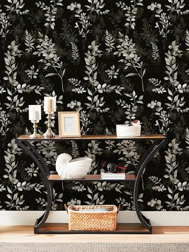 Floralplus Wallpaper Peel and Stick Dark Leaf Removable Wallpaper