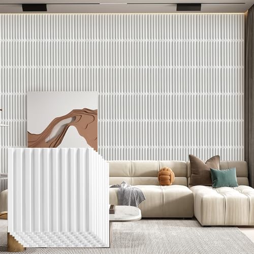 Heikki 30 Pack 3D Wall Panel for Interior Wall Décor, PVC Flower Textured Wall Panels for Living Room Bedroom Hotel Office, 11.8"x11.8", Double-sided Tape (White-XHT) - color: White-XHT