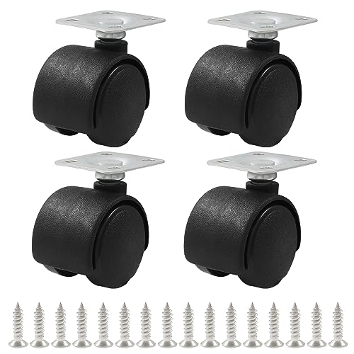 Murtenze 1 Inch Plastic Swivel Caster Wheels, Black, 4Pcs - style: 1 Inch Plate