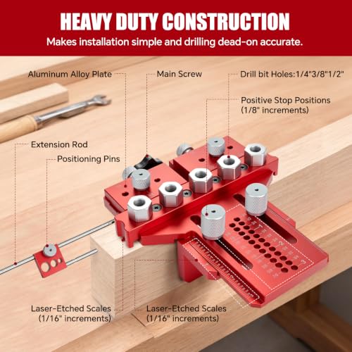 Dowel Jig Kit w/Position Stop & Clamp for Multi-Joint Straight Holes