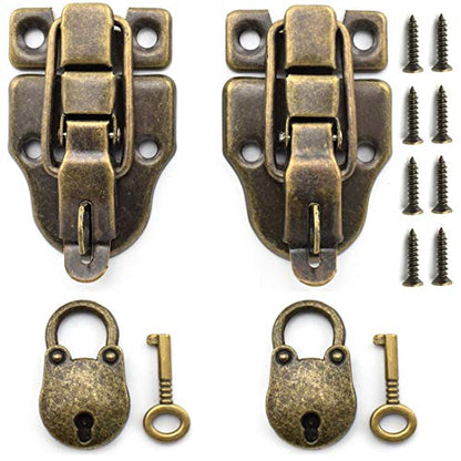 Retro Style Cabinet Duckbilled Toggle Hasp Latch and Antique Padlock Kit