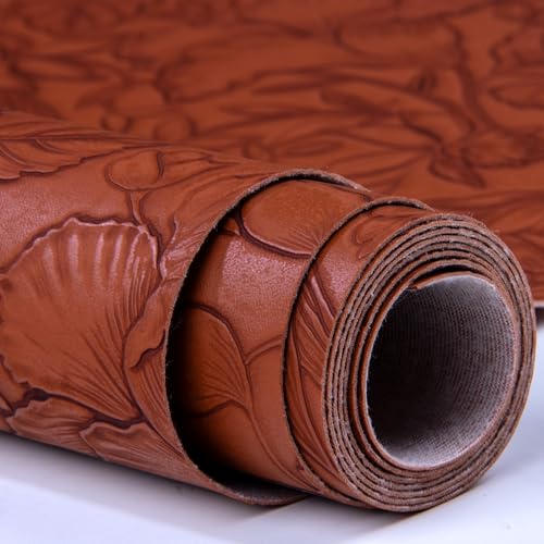 HGUAN Embossed Faux Leather Sheets 12"X52"(30cm X 133cm),Faux Leather Very Suitable for Making DIY Bow,Leather Earrings Sewing Crafts Projects (Brown) - color: Brown