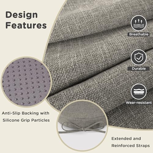 AddGrace Round Bar Stool Cushions with Ties Set of 2 12" Light Gray - color: Light Gray