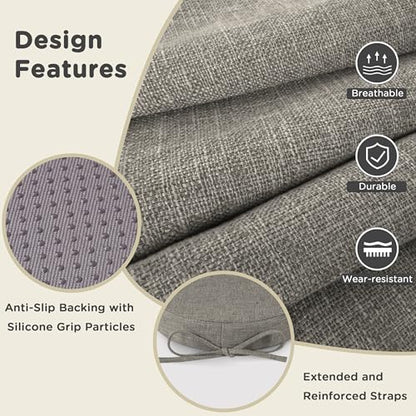 AddGrace Round Bar Stool Cushions with Ties Set of 2 12" Light Gray - color: Light Gray