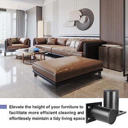 Aluminum Alloy Adjustable Furniture Legs 2.4 Inch / 60mm - Black - 4Pcs - size: 2.4 Inch