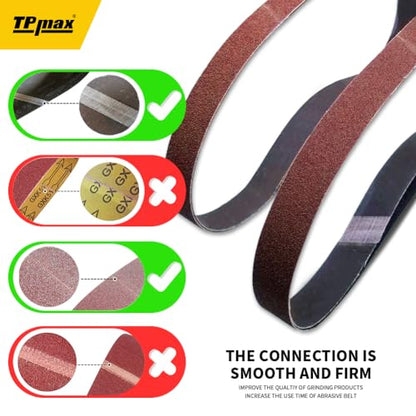 1 x 42 Inch Sanding Belt Pack 1-Inch x 42-Inch,12 Pcs(4 Each of 80 120 150 Grits) Aluminum Oxide for Sander - size: 1x42in